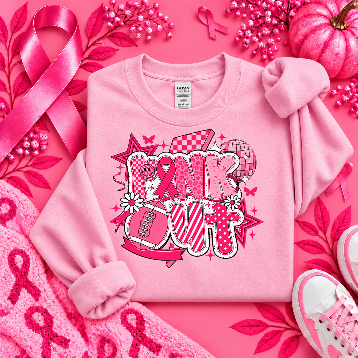 Pink Out Graphic Breast Cancer Awareness Crewneck