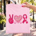 Peace Love Pink Ribbon Breast Cancer Awareness T-Shirt
