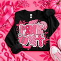 Pink Out Breast Cancer Awareness Crewneck in Black