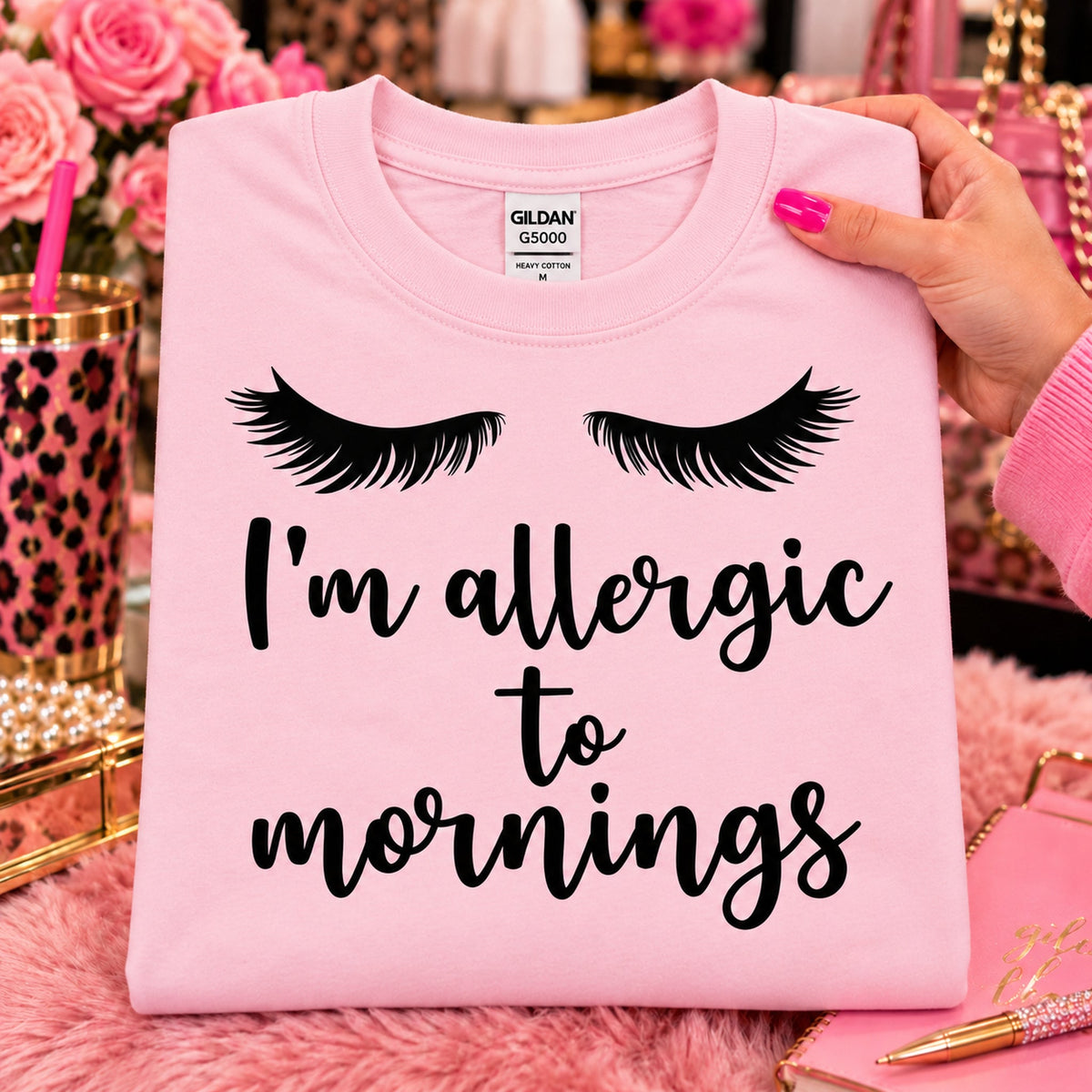 Light pink folded G5000 T-shirt
