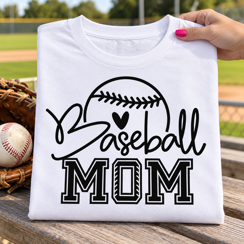 Baseball Mom folded white T-shirt